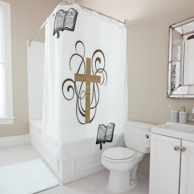 Rideau de douche Jésus (En situation)