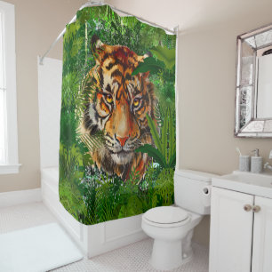Rideau de douche Jungle Tiger Tigre vert