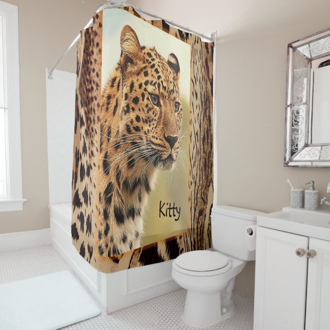 Rideau de douche Leopard (En situation)