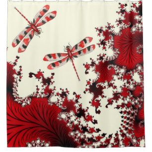 Rideau de douche Libellules Rouges