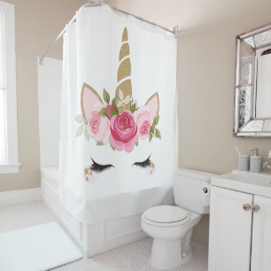 Rideau de douche Licorne Or Rose Floral Mignon Ten