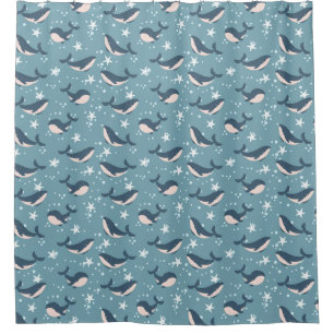 Rideau de douche motif de baleines