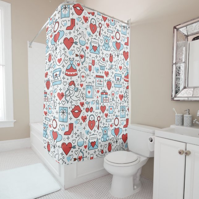 Rideau de douche Motif de Valentine (En situation)