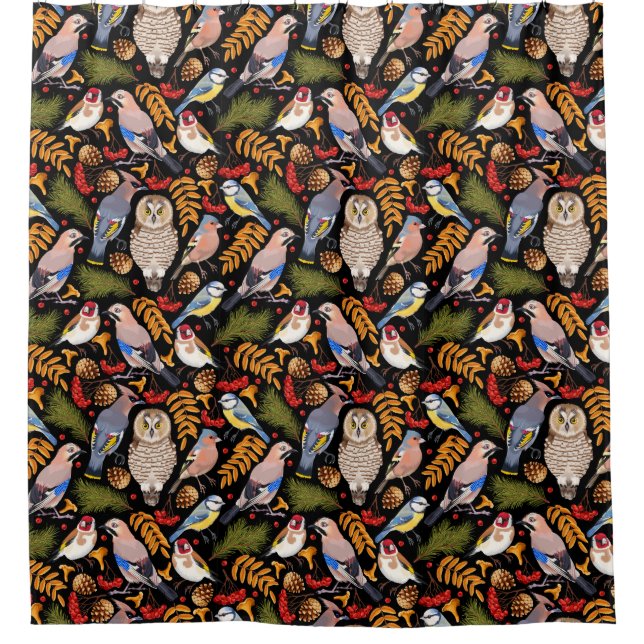 Rideau de douche Motif d'oiseaux (Devant)