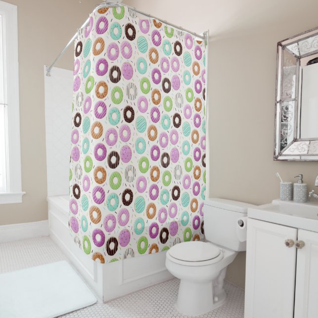 Rideau de douche Motif Donut (En situation)