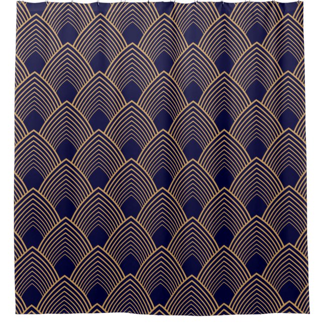 Rideau de douche Motif Gold et Blue Art Deco (Devant)