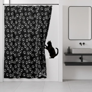 Rideau de douche Motif noir et gris Empreinte de p