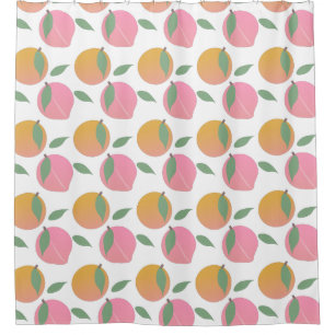 Rideau de douche motif pêche orange rose