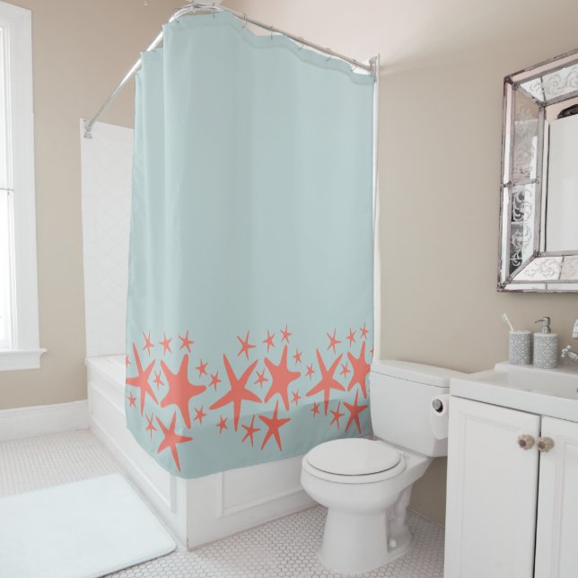 Rideau de douche Motif Starfish (En situation)