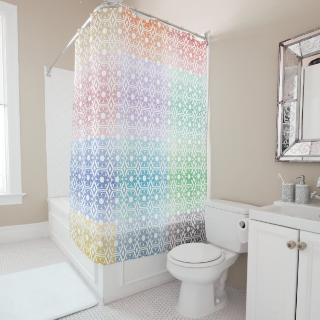 Rideau de douche multicolore (En situation)