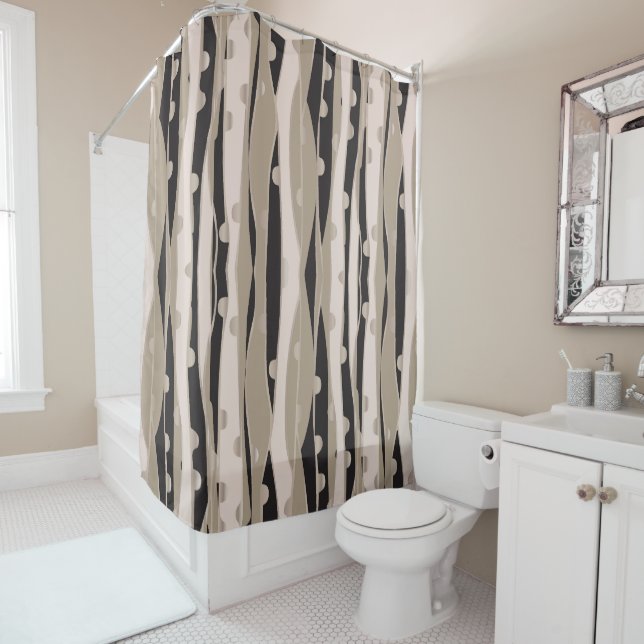 Rideau De Douche Noir Et Blanc Moderne Pour Salle  (En situation)
