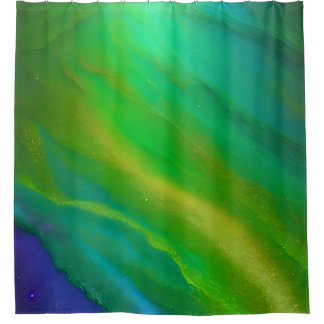 Rideau de douche Océan Vert, Bleu et Or
