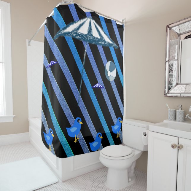 Rideau de douche Oiseaux (En situation)