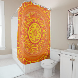 Rideau de douche Orange mandala indien