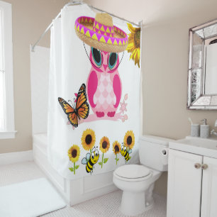 Rideau de douche Papillon Chouette Bourdon Tournes