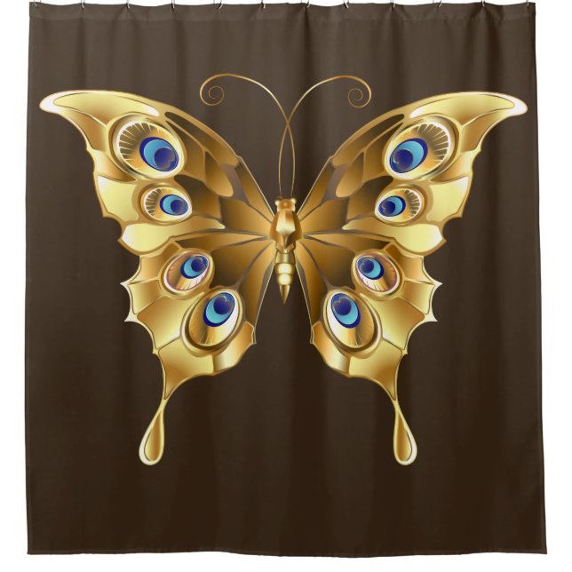 rideau de douche papillon en or (Devant)