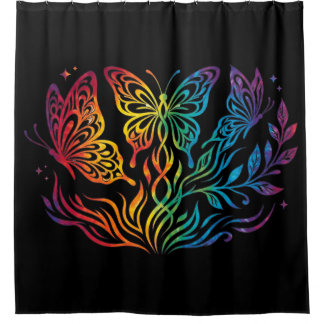 Rideau de douche papillon multicolore