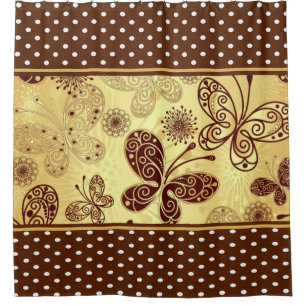 Rideau de douche/papillons, fleurs et Pois