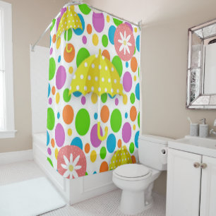 Rideau de douche Parapluies fleuris jaunes