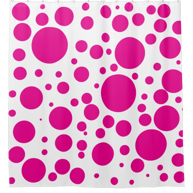 Rideau de douche Pois rose chaud gras (Devant)