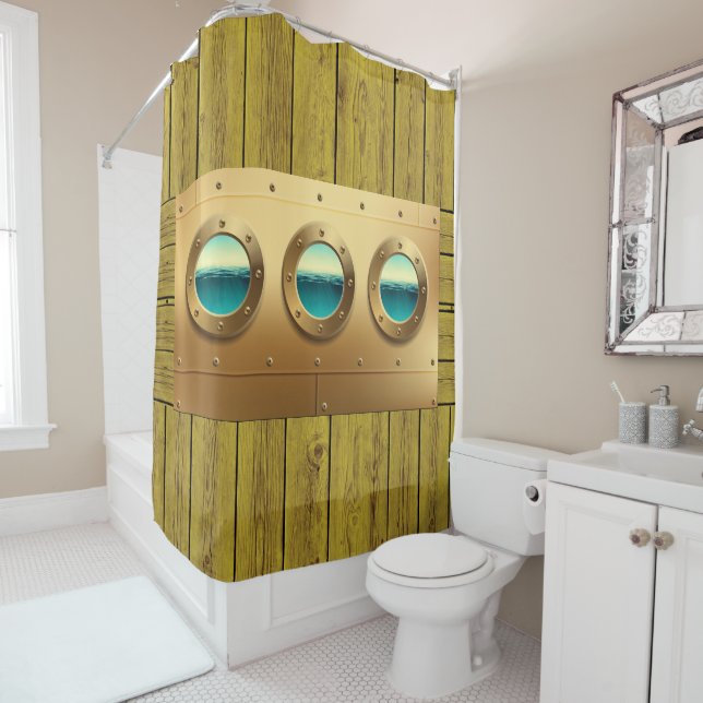 Rideau de douche portatif nautique (En situation)