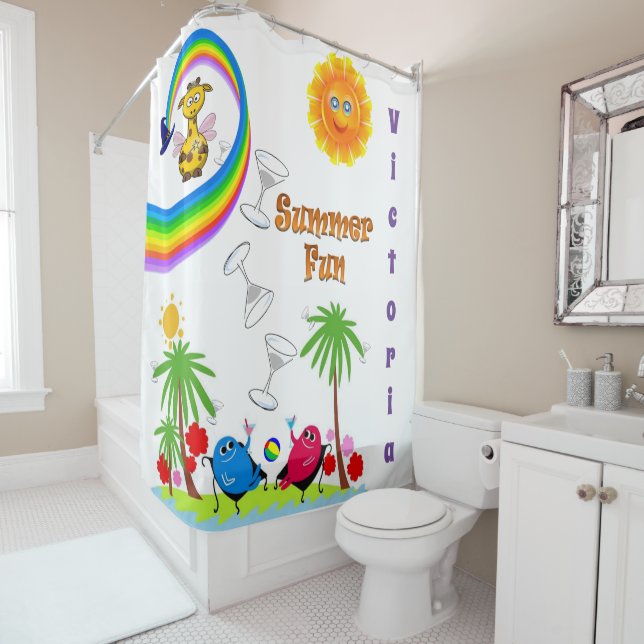 Rideau de douche pour enfants Arc-en-ciel Soleil G (En situation)