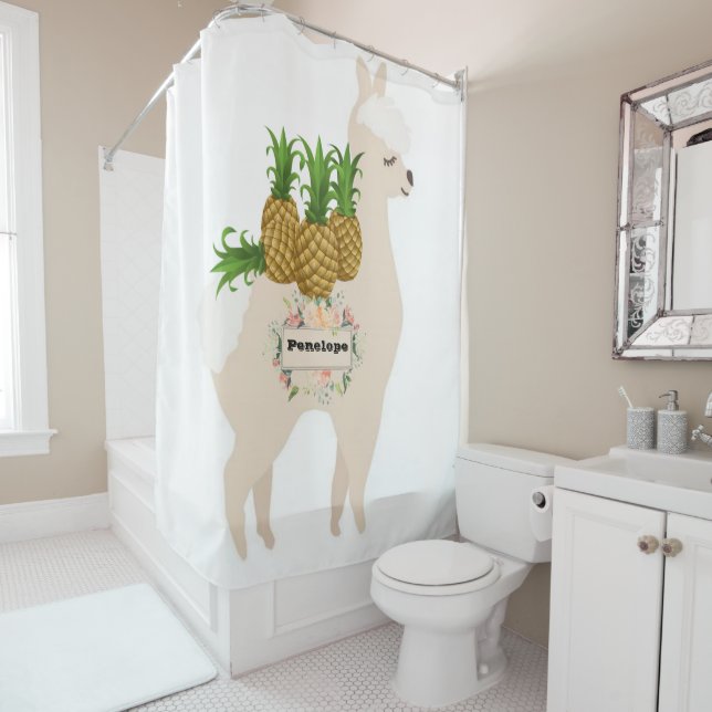 Rideau de douche pour enfants Lama Fruit Floral (En situation)