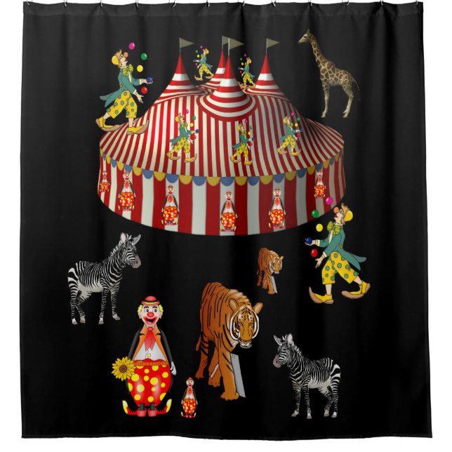 Rideau de douche pour enfants noir cirque (Devant)
