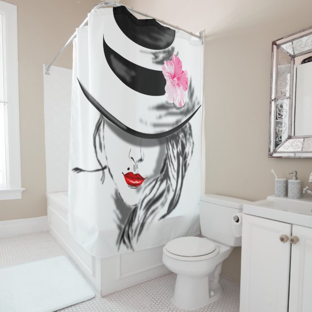 Rideau de douche pour femme de charme (En situation)