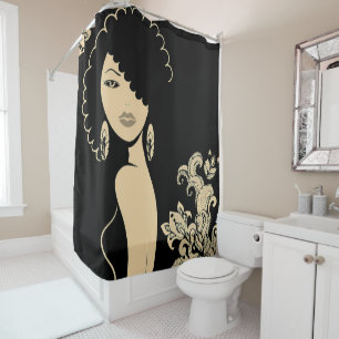 Rideau de douche pour femme de cheveux naturel