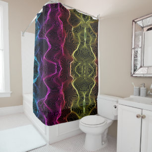 Rideau de douche psychédélique avec des vagues néo