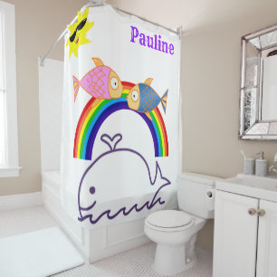 Rideau de douche Rainbow Sun Whale Fish