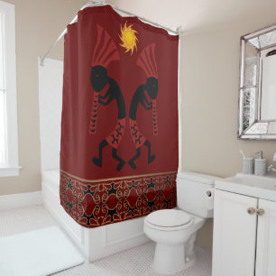 Rideau de douche Red Kokopelli