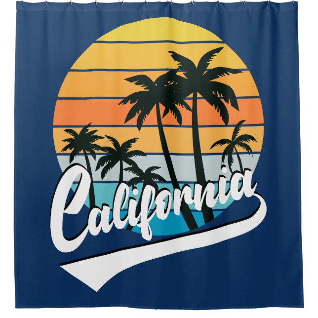 Rideau de douche Retro California Sunset (Devant)