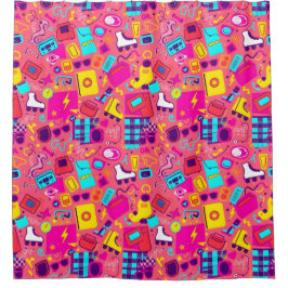 Rideau de douche rétro - Motifs dynamiques