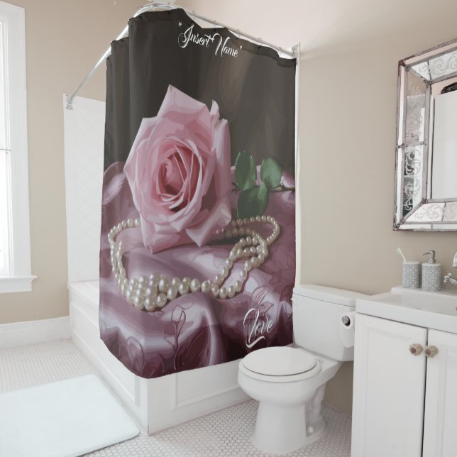 Rideau de douche Rose en soie (En situation)