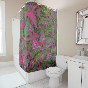 rideau de douche/"ROSE ET DESIGN BOTANIQUE VERT