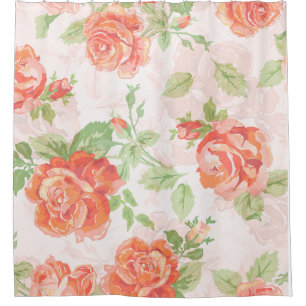 rideau de douche rose orange