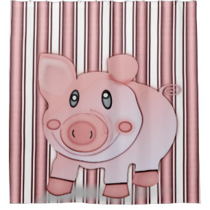rideau de douche rose porc pour enfants