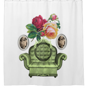 rideau de douche rose vintage