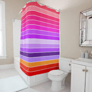 rideau de douche rose, violet et orange