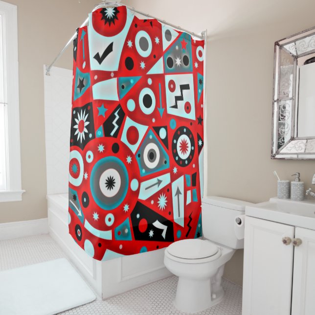 Rideau de douche Rouge galactique Solidus (En situation)