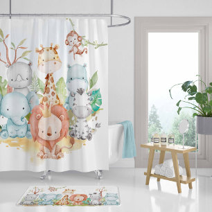 Rideau de douche Safari, Décor salle de bain pour