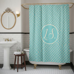Rideau de douche sarcelle élégant avec monogramme