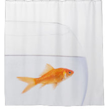 Rideau de douche solitaire à poissons rouges