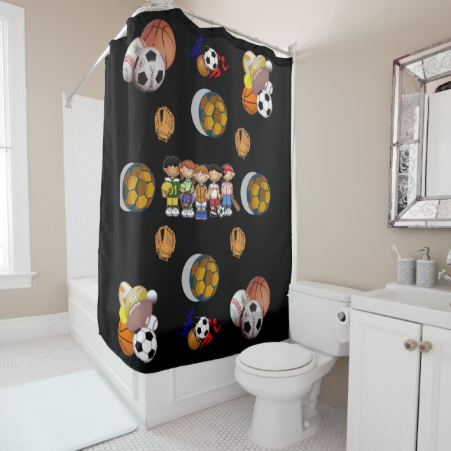 Rideau de douche sports de football (En situation)