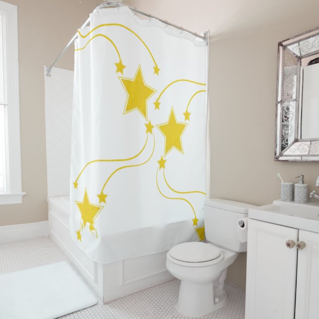 Rideau de douche Stars jaunes (En situation)