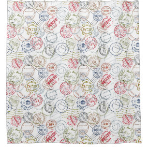 Rideau de douche Timbres de voyage