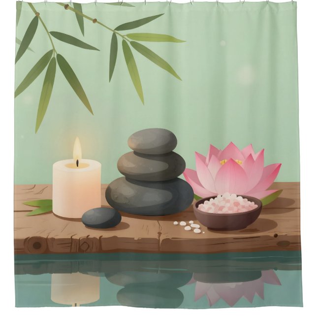 Rideau de douche Tranquil Reflection – Paysage Zen (Devant)