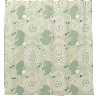 Rideau de douche vert Earthy Sage - Boho Design